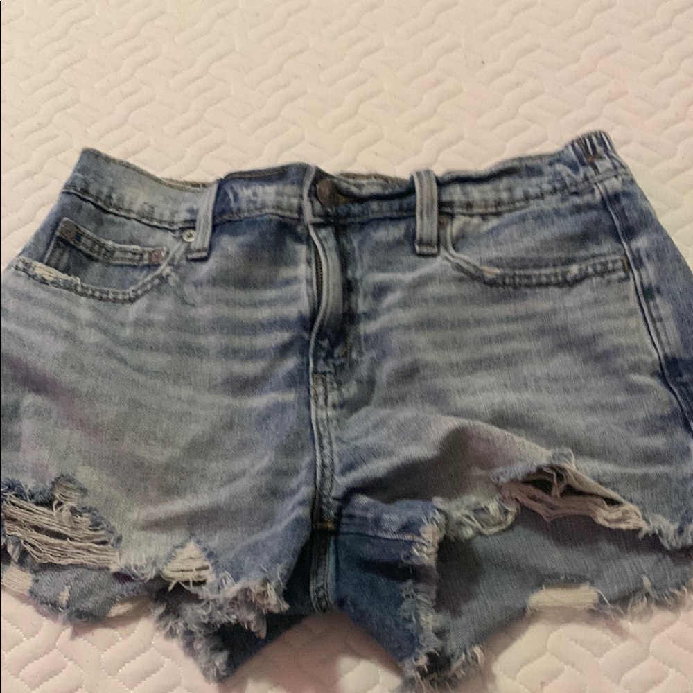 Aerie Blue Jean Shorts Distressed Cut-Off Style